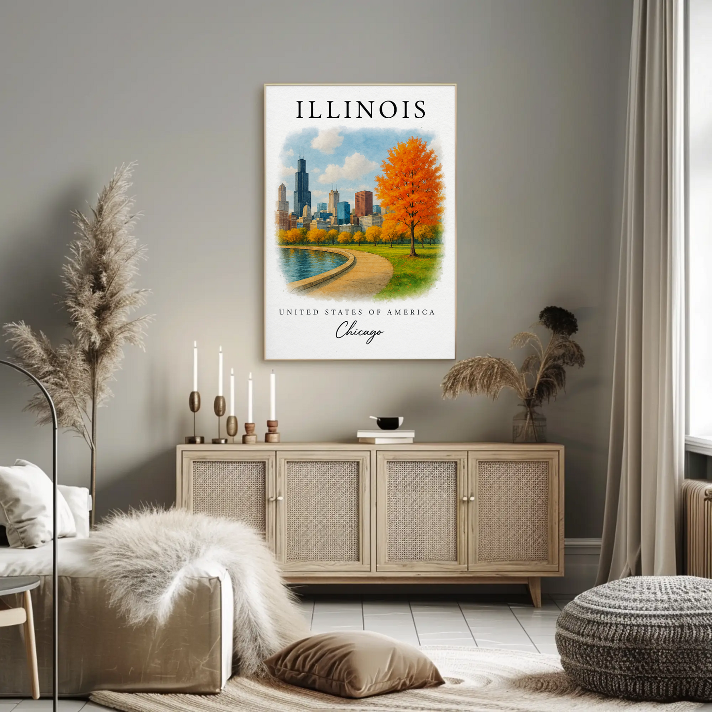 Illinois, Chicago Signature Series Vintage Travel Poster