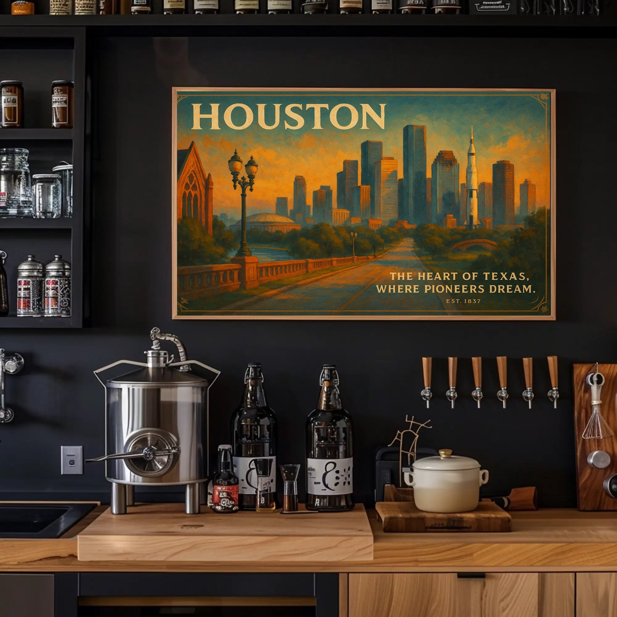 Houston Travel Poster: The Heart of Texas Art