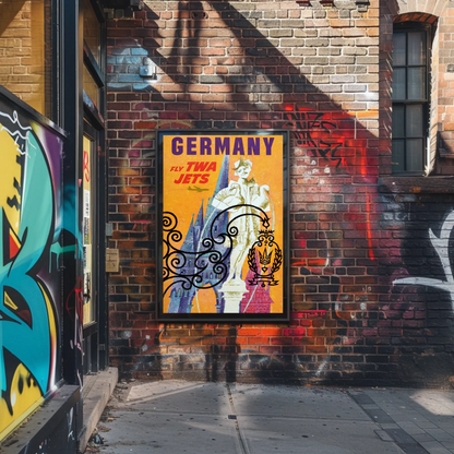 Fly TWA to Germany Travel Poster by David Klein