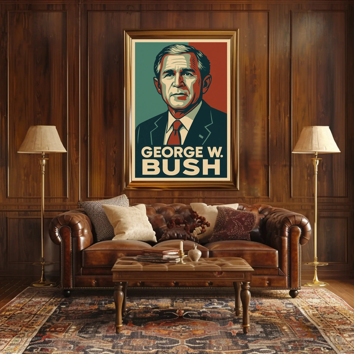 George W Bush Portrait Patriot Photography Realism Poster