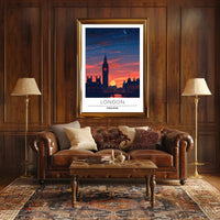 London Sunset Cityscape Illustration - Urban or Cityscape Poster