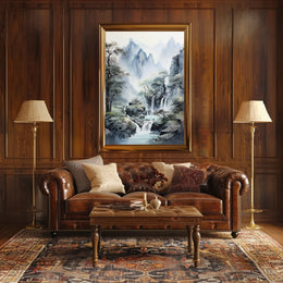 Tranquil East Asian Landscape Waterfall Scenic Poster