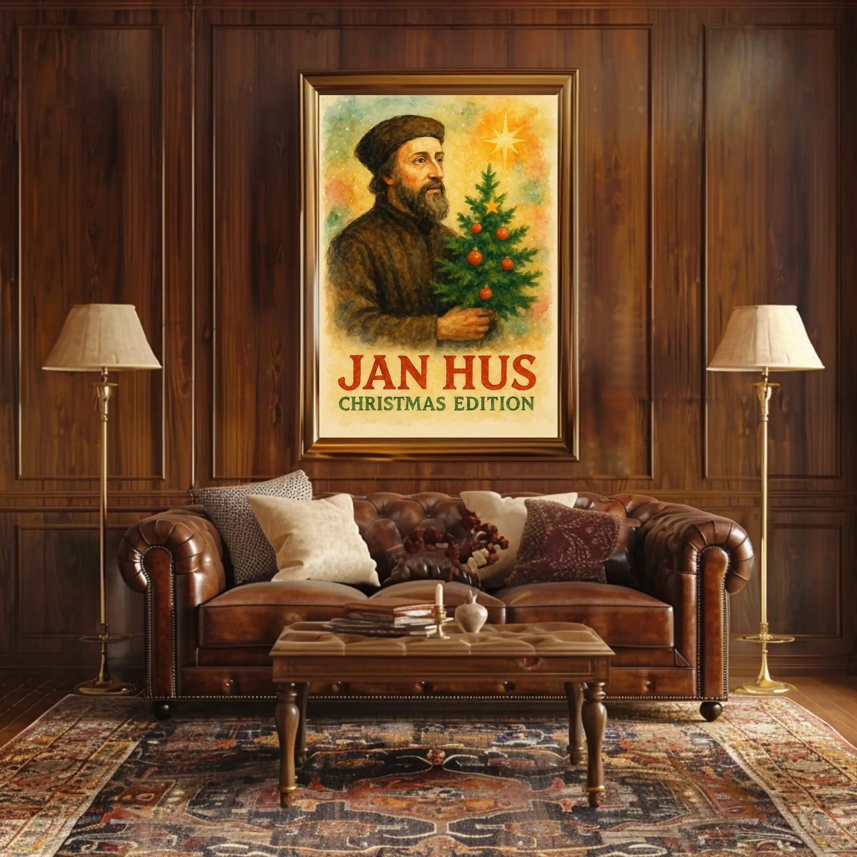 Historical Figure in Christmas Attire - Cultural or Heritage Poster