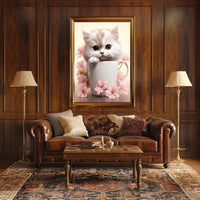 Kitten In A Cup Poster PosterGoat