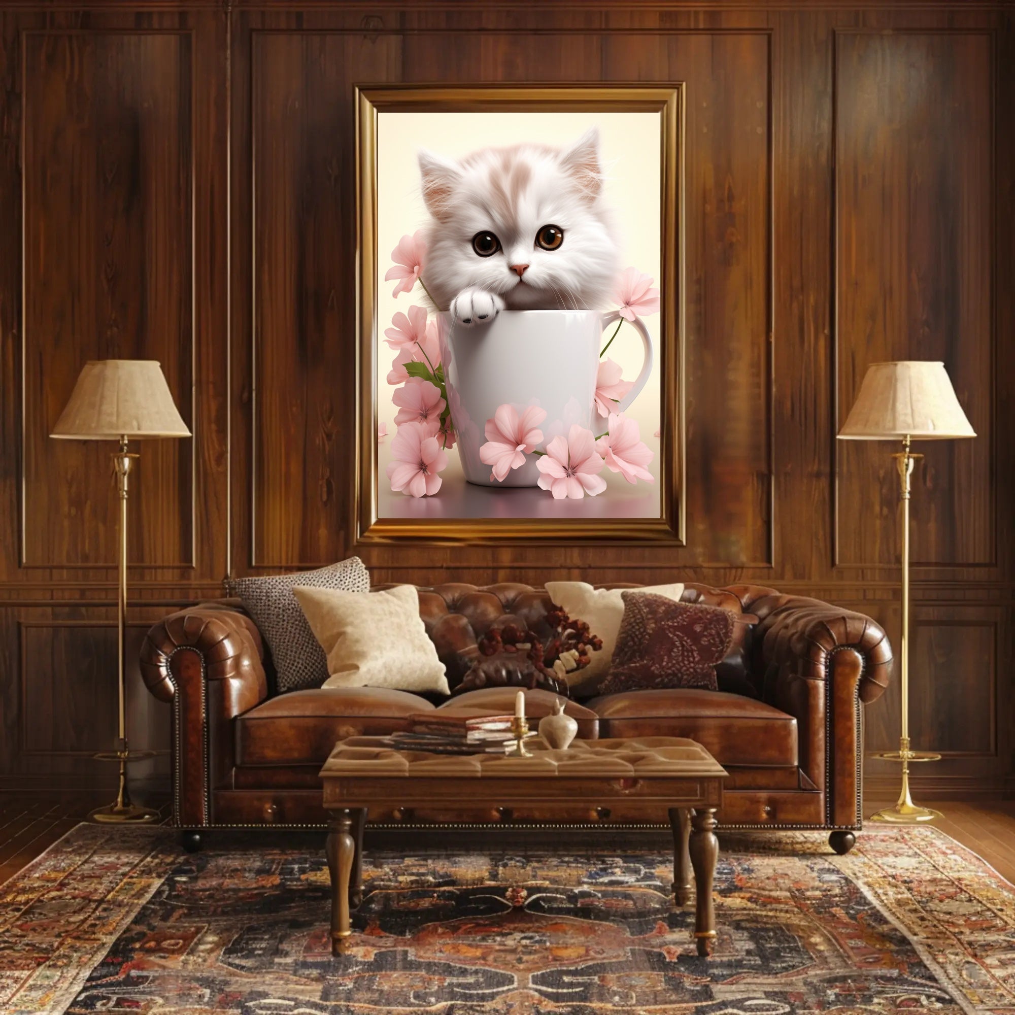 Kitten In A Cup Poster PosterGoat