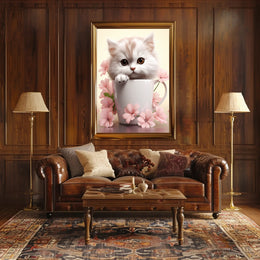 Kitten In A Cup Poster PosterGoat