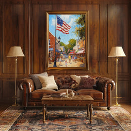 Classic American Town Square City Street Scene Poster