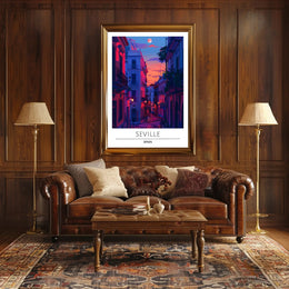 Seville Twilight Urban Escape Poster
