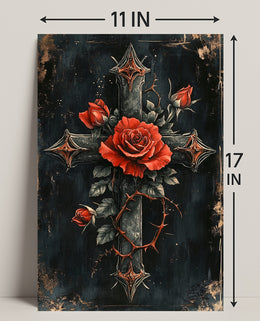 Roses And Cross Poster