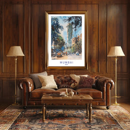 Mumbai's Vibrant Watercolor Cityscape with Energetic Urban or Cityscape Poster PosterGoat
