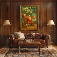 North Pole Gym Vintage Christmas Sports Poster