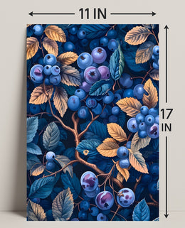 Blueberries and Foliage Artistic Design Artistic Poster