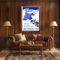Snowy German Alps Vintage Travel Illustration Poster PosterGoat