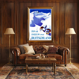 Snowy German Alps Vintage Travel Illustration Poster PosterGoat
