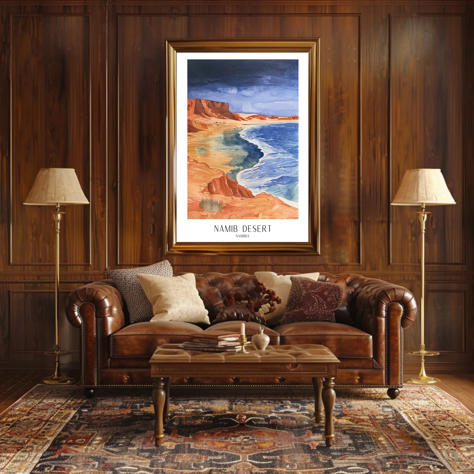 Namib Desert Night Sky Watercolor Travel Poster PosterGoat