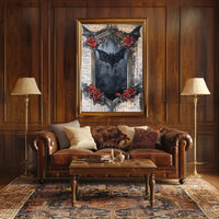 Gothic Bat Dark Roses Artistic Pop Culture Poster
