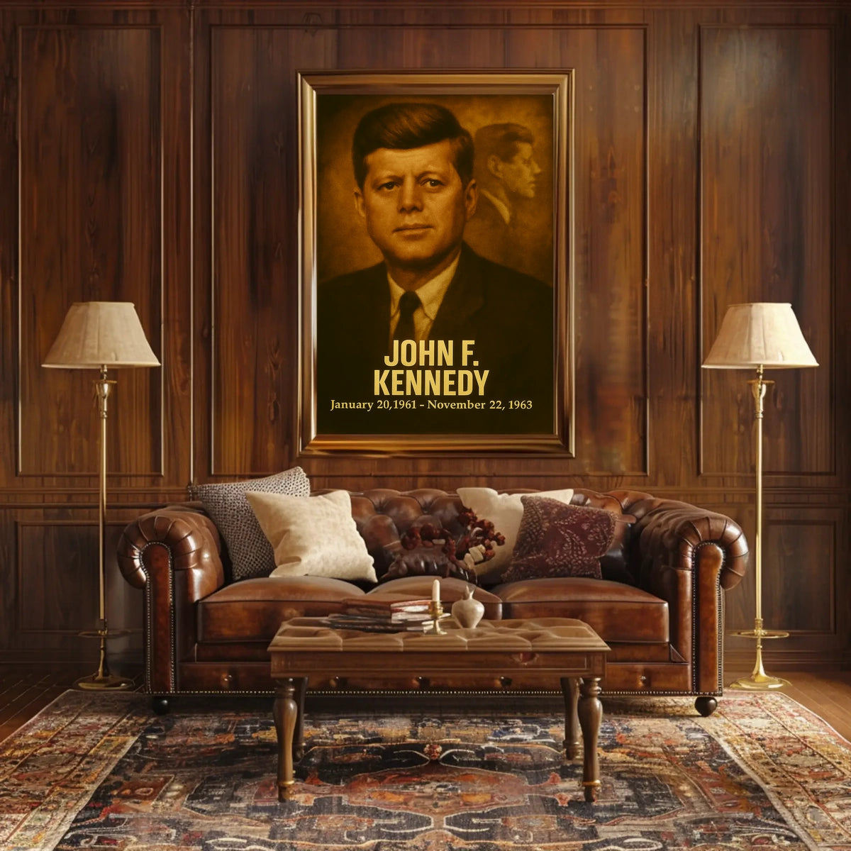 John F Kennedy Poster Vintage Analog Film Aesthetic Presidential Portrait Wall Art Historical Print