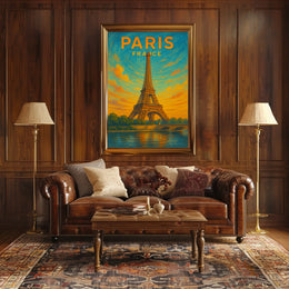 Paris, France Eiffel Tower At Sunset Poster