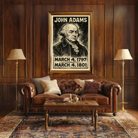 John Adams 2nd President of the United States B & W Comic Sketch Poster
