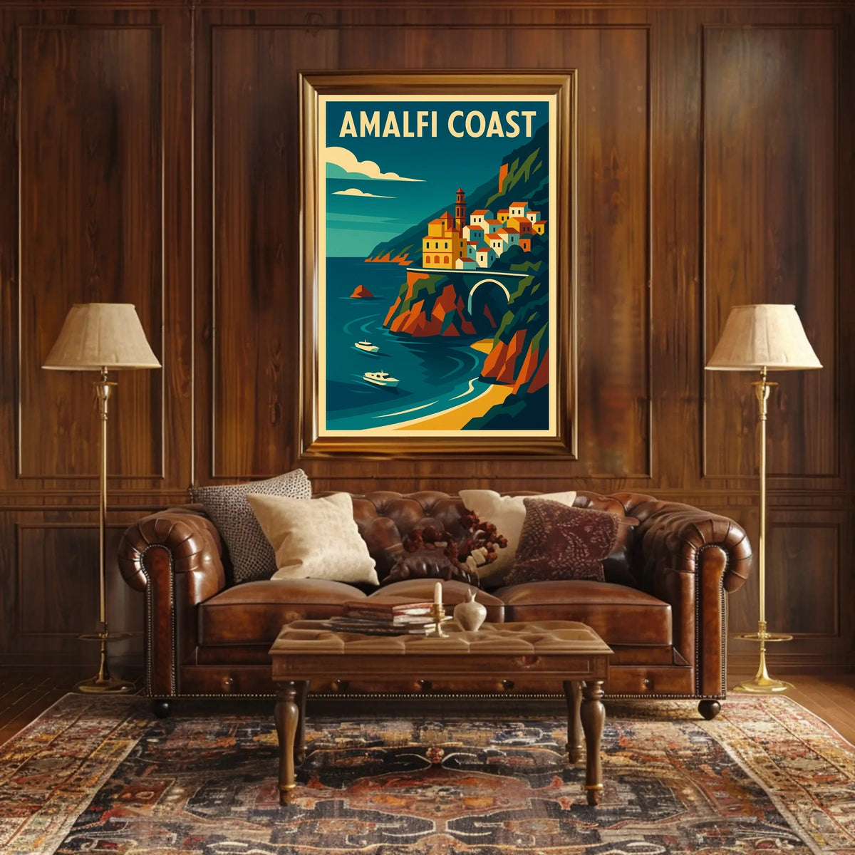 Amalfi Coast Travel Poster Wall Art Coastal Decor Print