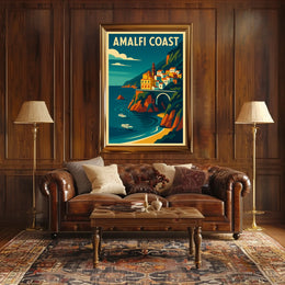 Amalfi Coast Travel Poster Wall Art Coastal Decor Print