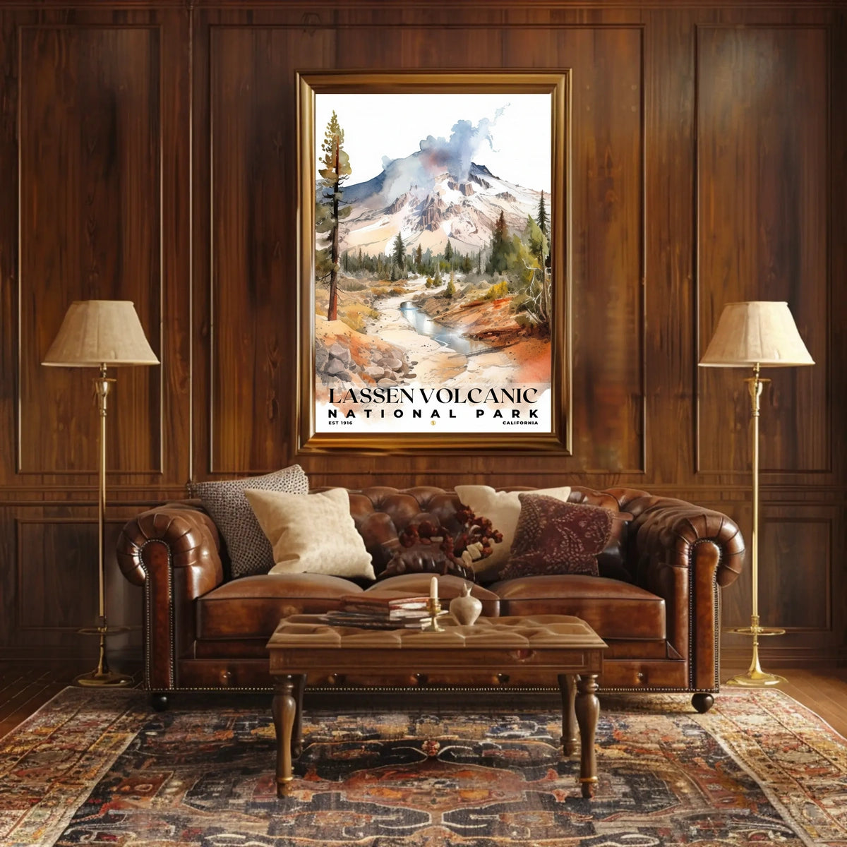 Lassen Volcanic Watercolor Wall Art Poster