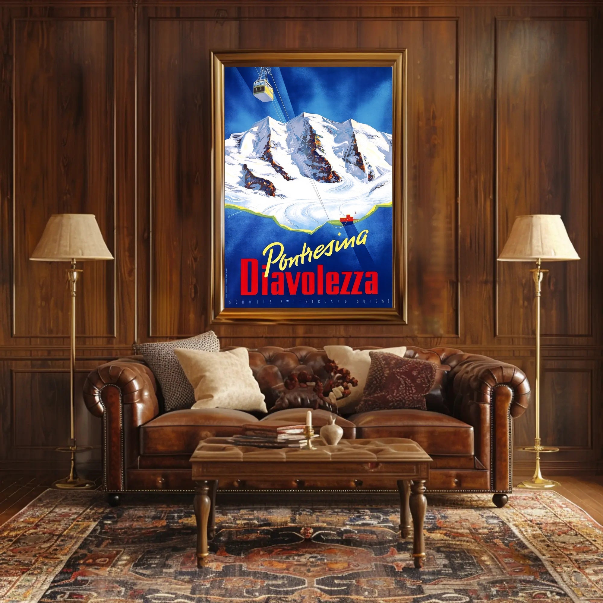 Pontresina Diavolezza Vintage Travel Adventure Poster PosterGoat
