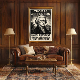 Thomas Jefferson 3rd President of the United States B & W Comic Sketch Poster
