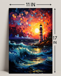 Lighthouse At Sunset Poster