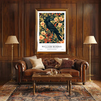 Victorian Blackbird Elegance: Ornate Arts and Crafts Poster