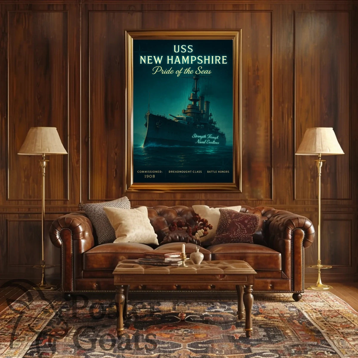 USS New Hampshire Battleship: Naval Excellence Historical Poster