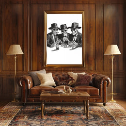 Skeletons in Suits Black-and-white Illustration Poster