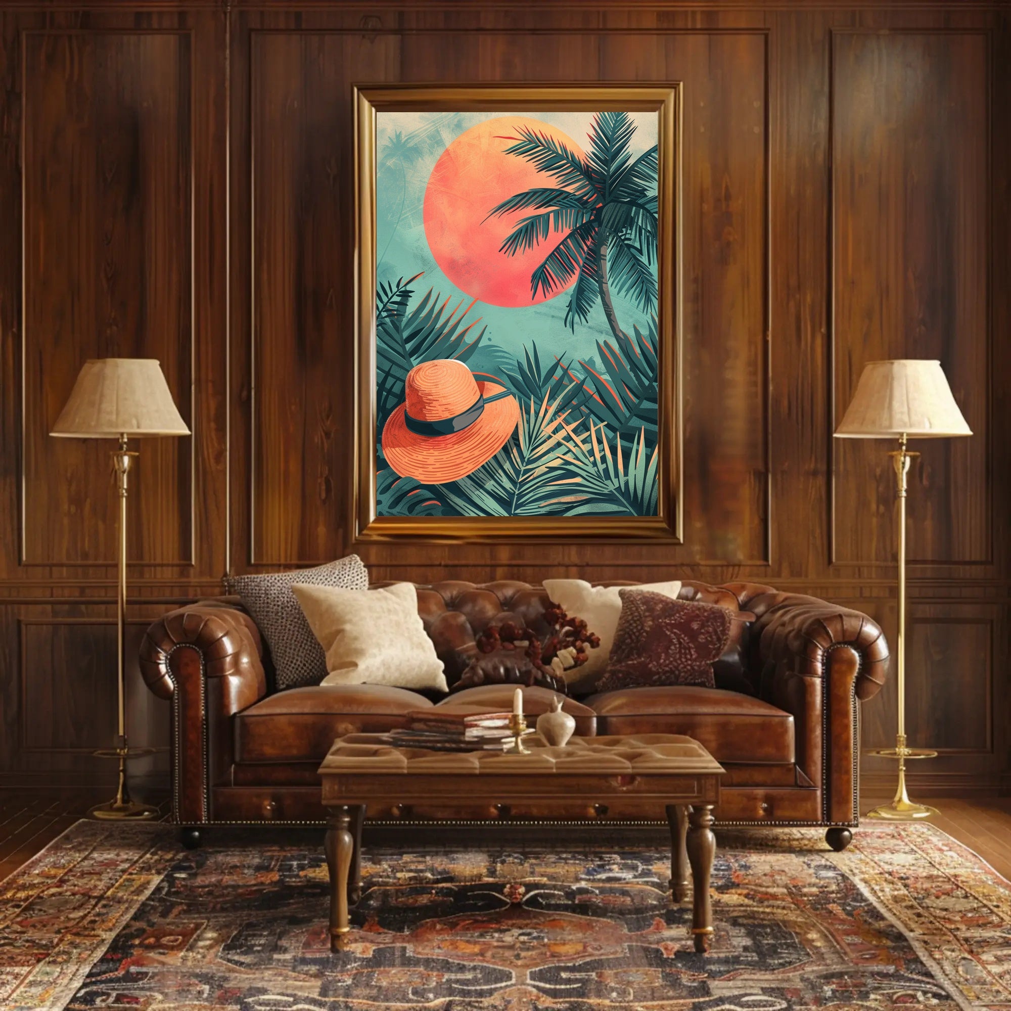 Panda Relaxing on Watermelon Art Poster PosterGoat