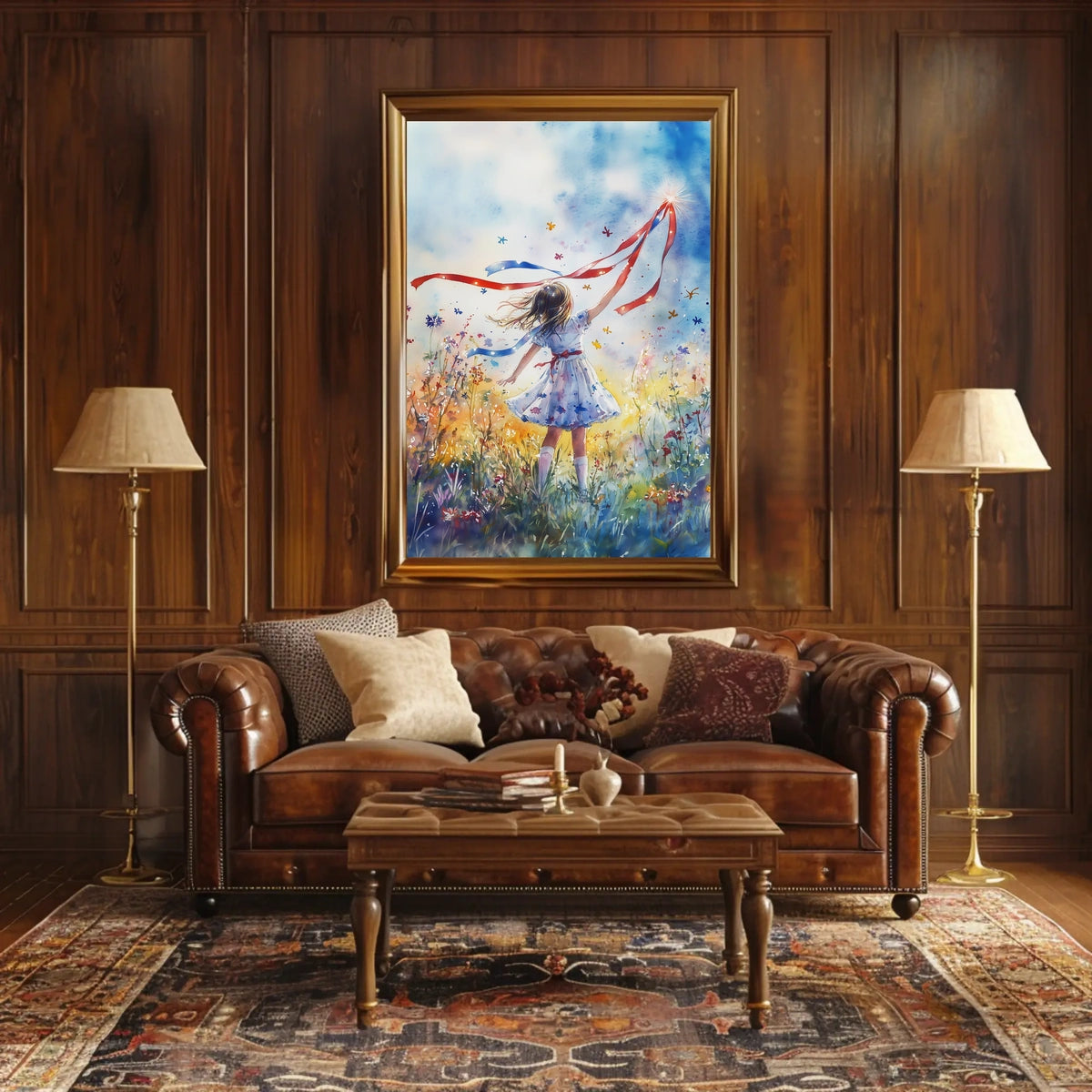 Vibrant Young Girl Spinning Ribbon Decorative Artwork Poster