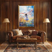 Vibrant Young Girl Spinning Ribbon Decorative Artwork Poster