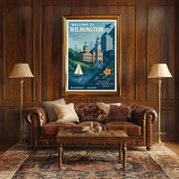 Wilmington Riverfront Charm in Vintage Urban Cityscape Poster PosterGoat