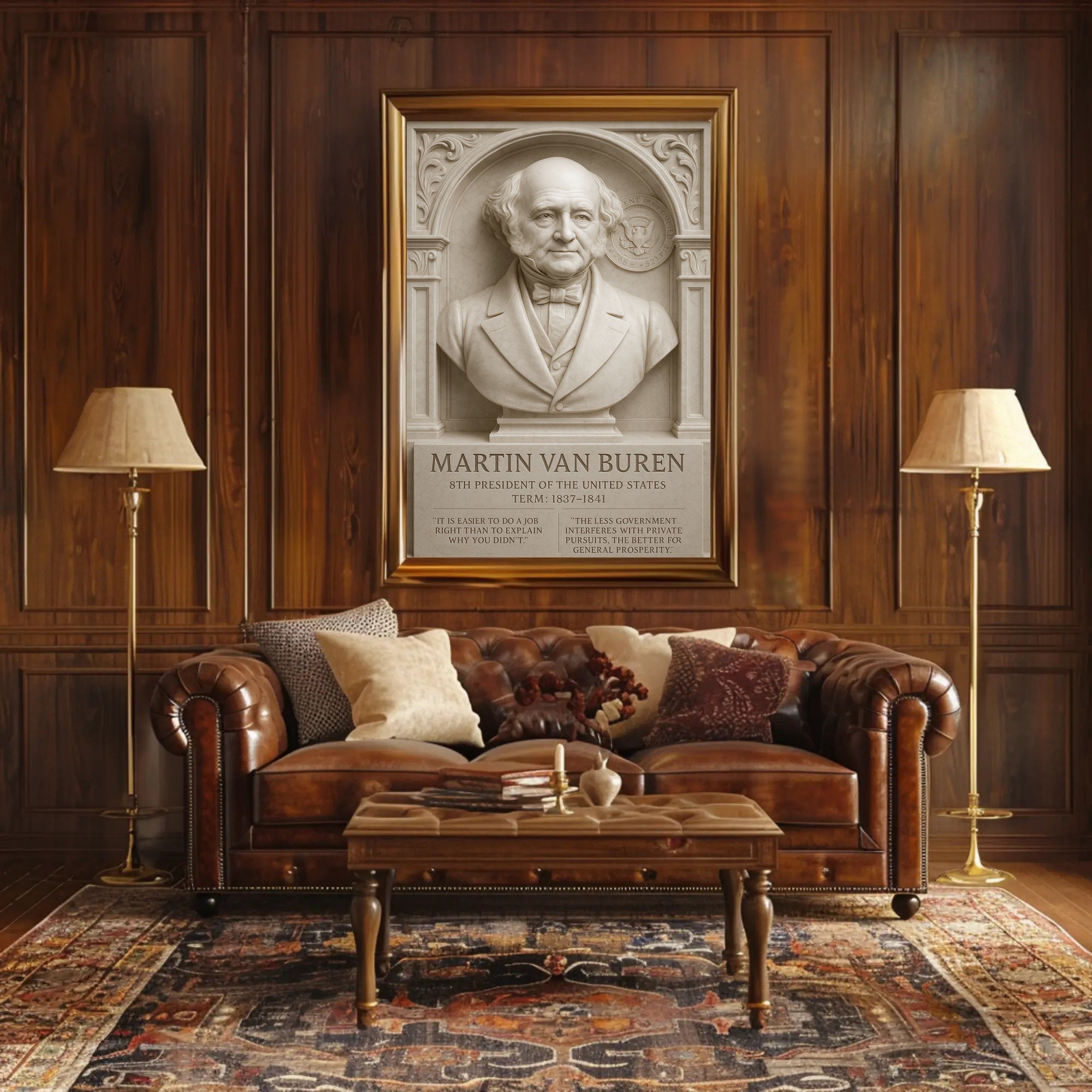 Martin Van Buren Bust Vintage Historical Presidential Poster