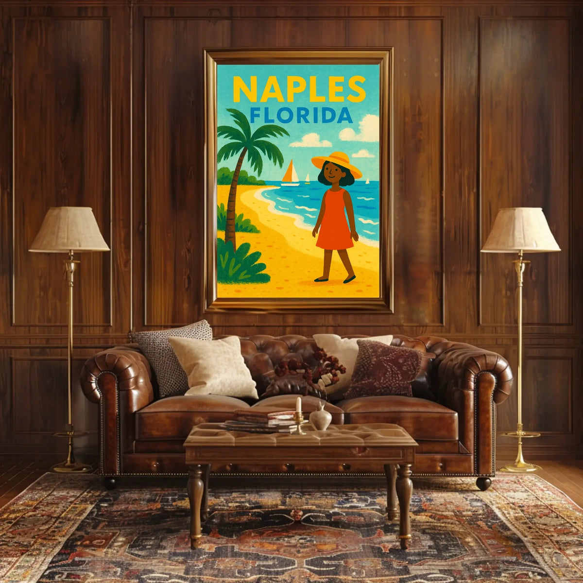 Naples Florida Beach Scene Poster Wall Art 18x24 Coastal
