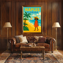 Naples Florida Beach Scene Poster Wall Art 18x24 Coastal