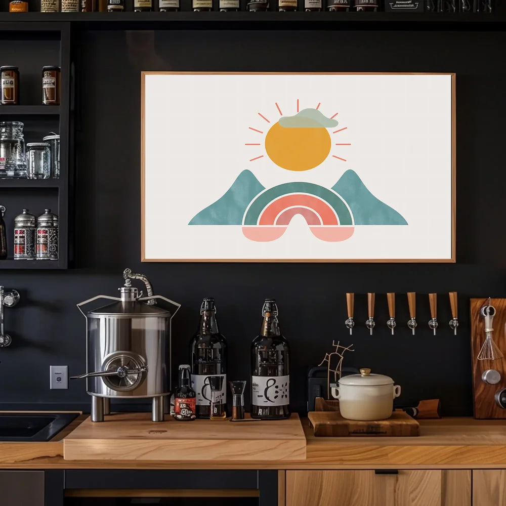 Sunrise Harmony: Modern Minimalist Nature Art Poster