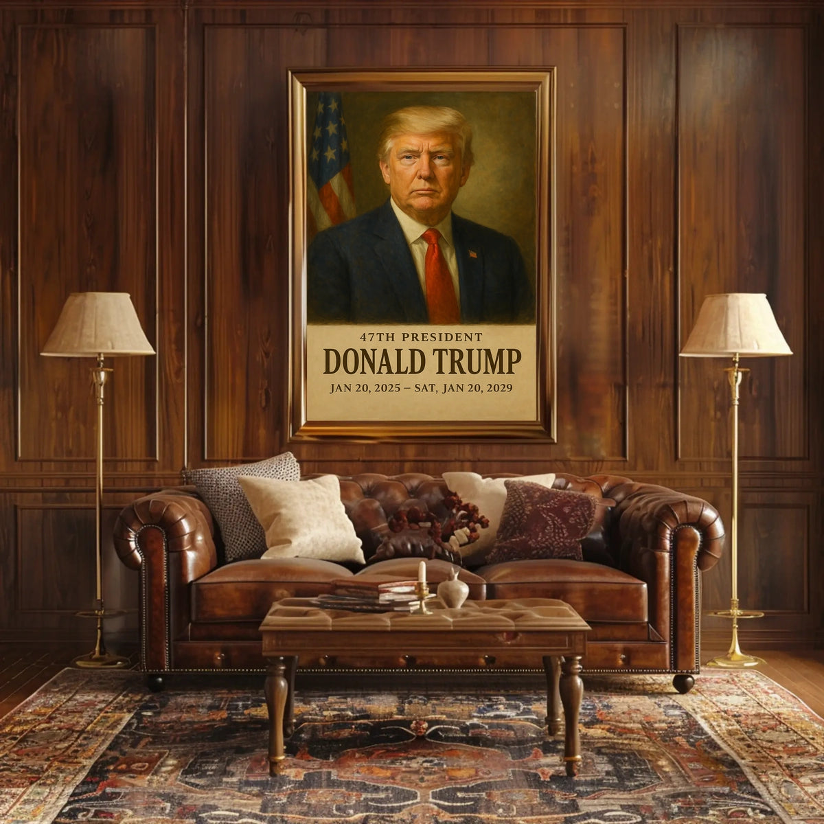 Donald Trump Silent Sentinel Patriotism Cinematic Realism Iconic American Portrait Leadership Legacy Bold Vision Poster
