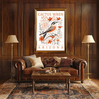 Cactus Wren Arizona State Bird Art Poster