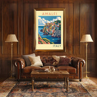 Amalfi Coast Illustration Poster