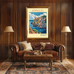 Amalfi Coast Illustration Poster