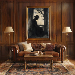 Silhouette Woman Reading Vintage Artistic Poster PosterGoat