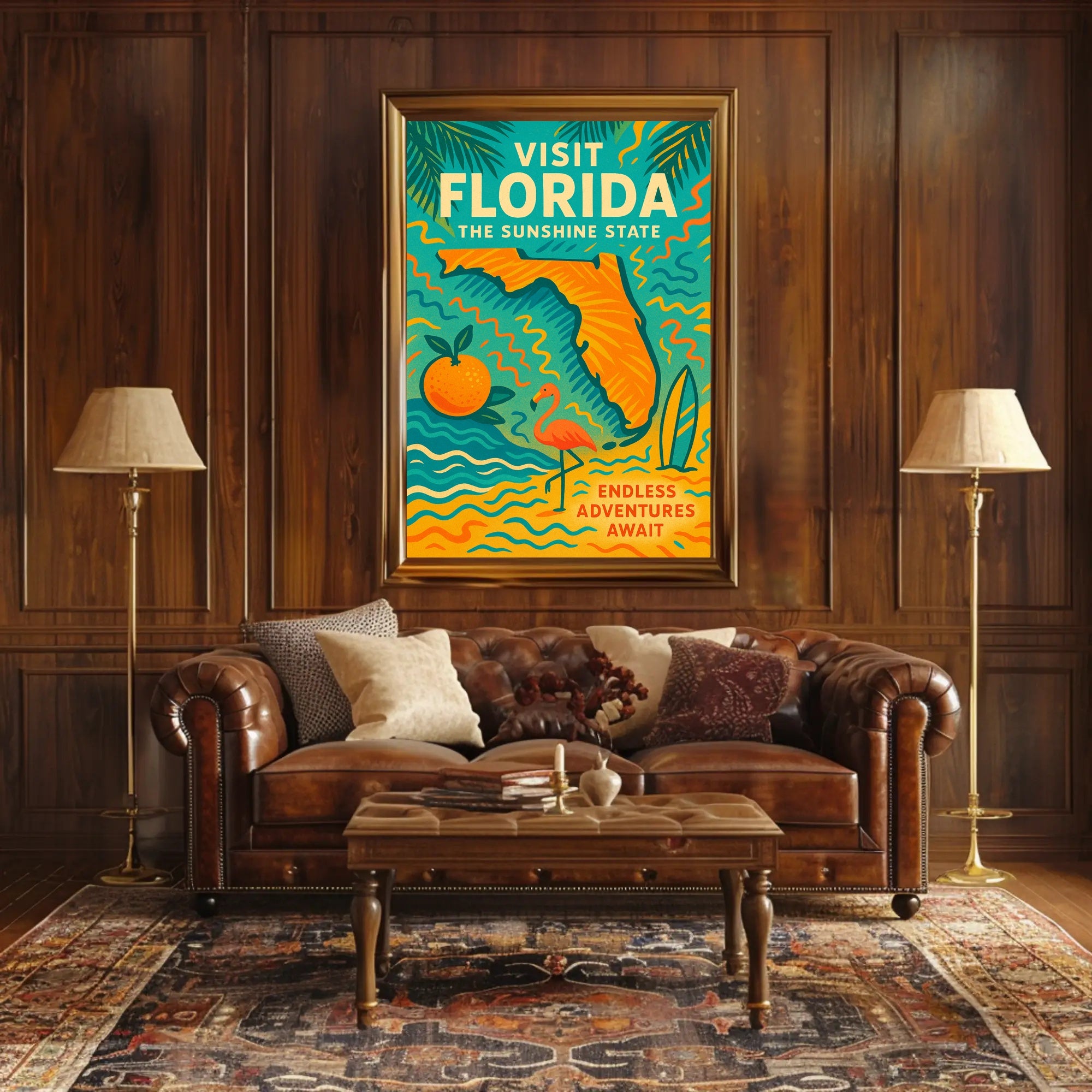 Florida Travel Poster Vintage Sunshine State Print