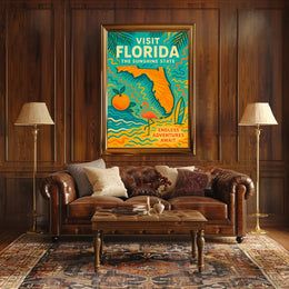 Florida Travel Poster Vintage Sunshine State Print