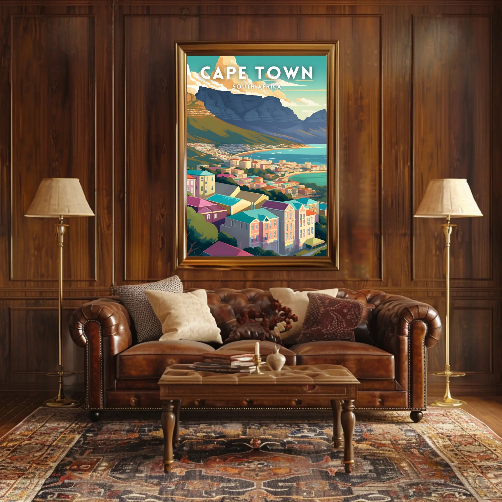 Cape Town Scenic Retro Travel Poster
