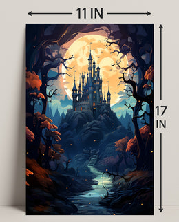 Enchanted Castle Under The Moon Poster