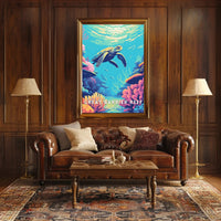 Underwater Sea Turtle: Vibrant Animal Poster